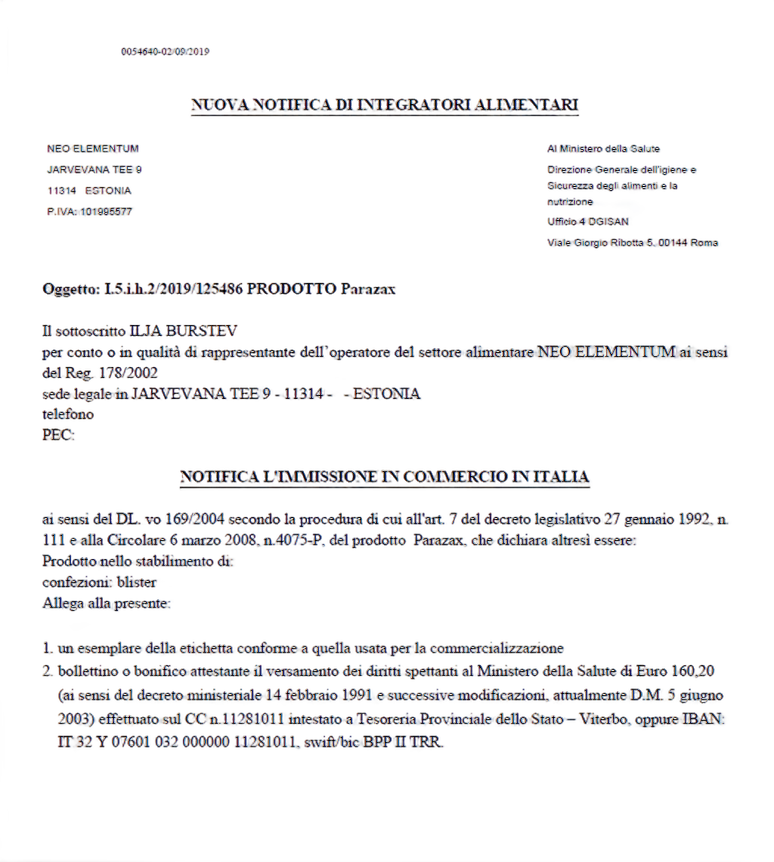 Parazax Complex — Loiset ja puhdistus